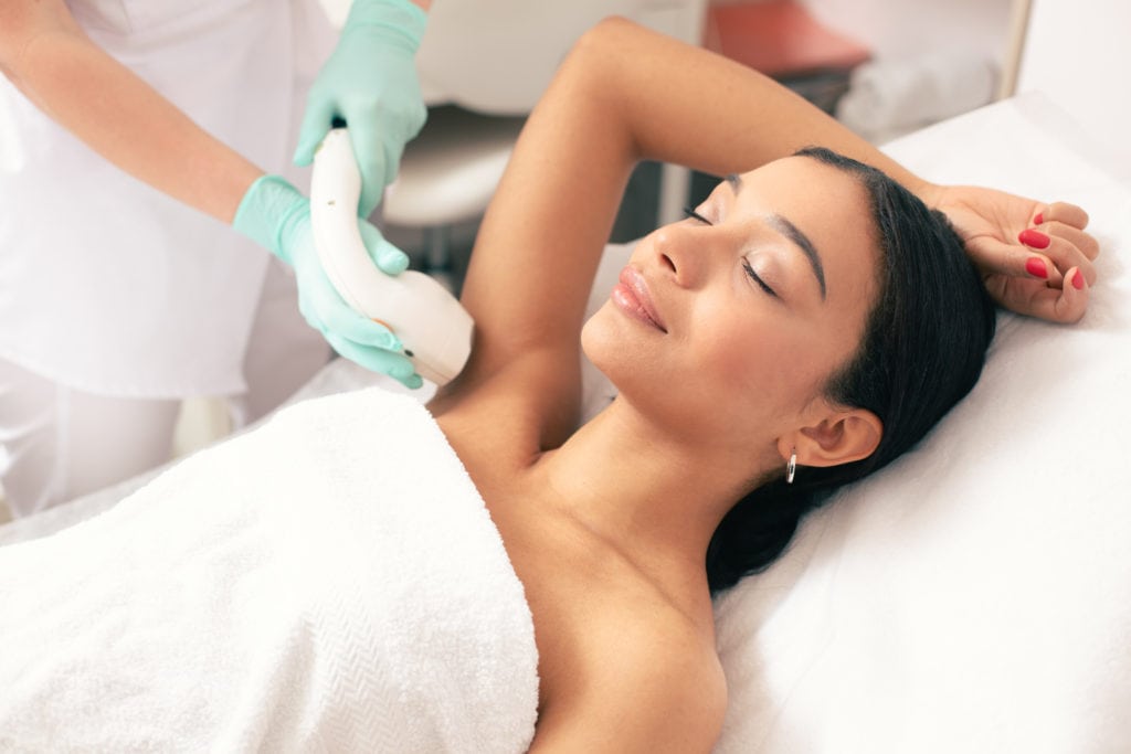 laser hair removal on her armpit